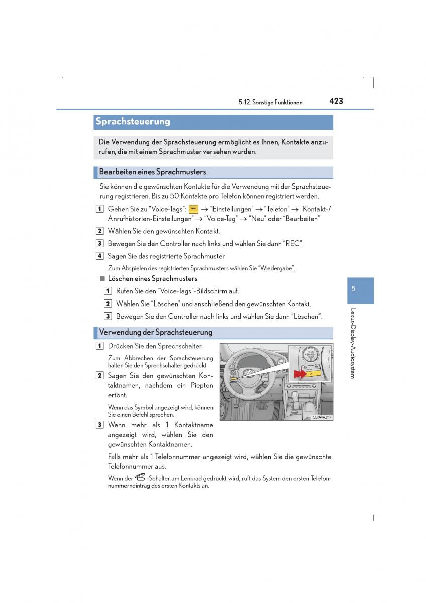 Lexus IS300h III 3 Handbuch / page 423