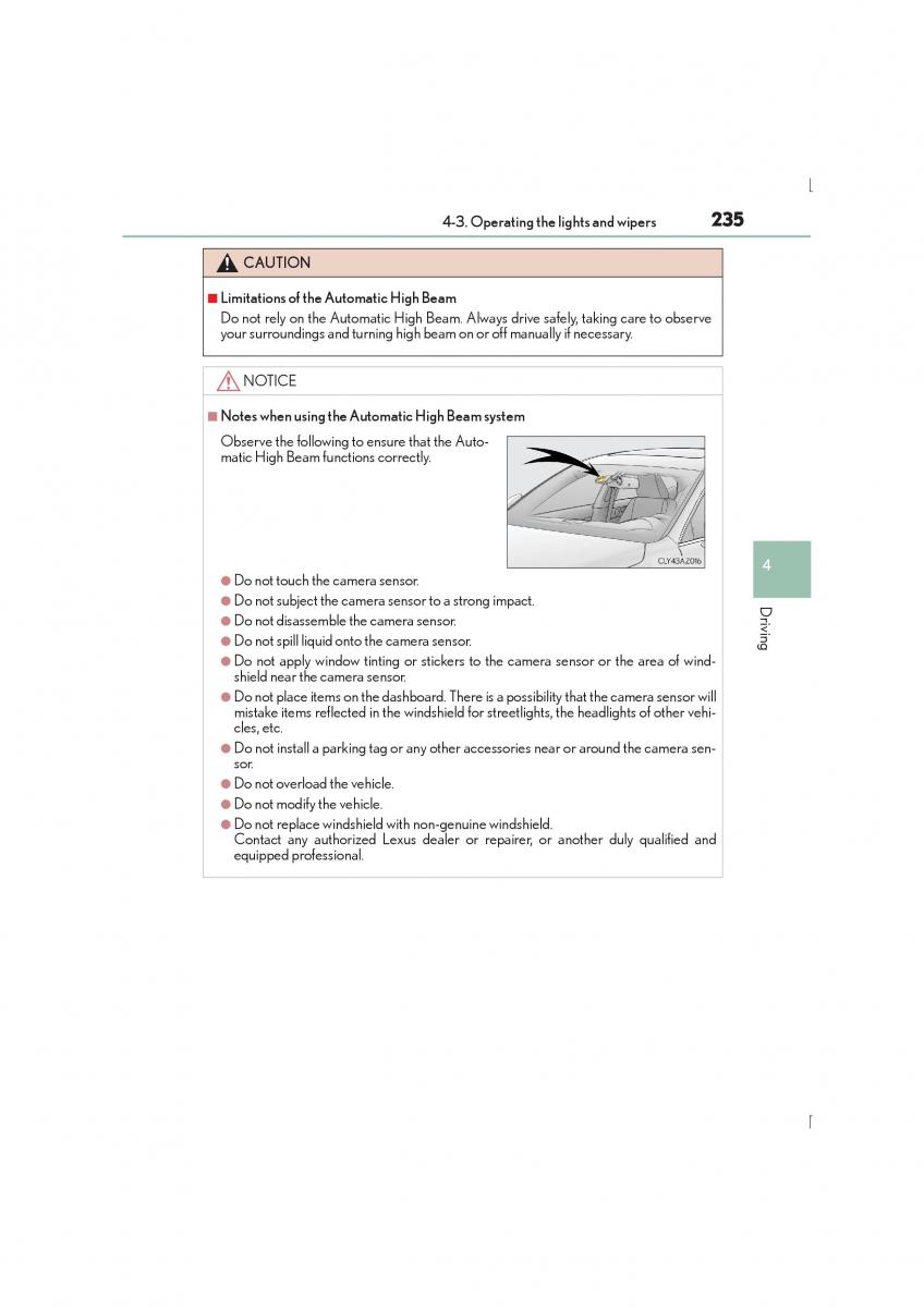 Lexus IS300h III 3 owners manual / page 235