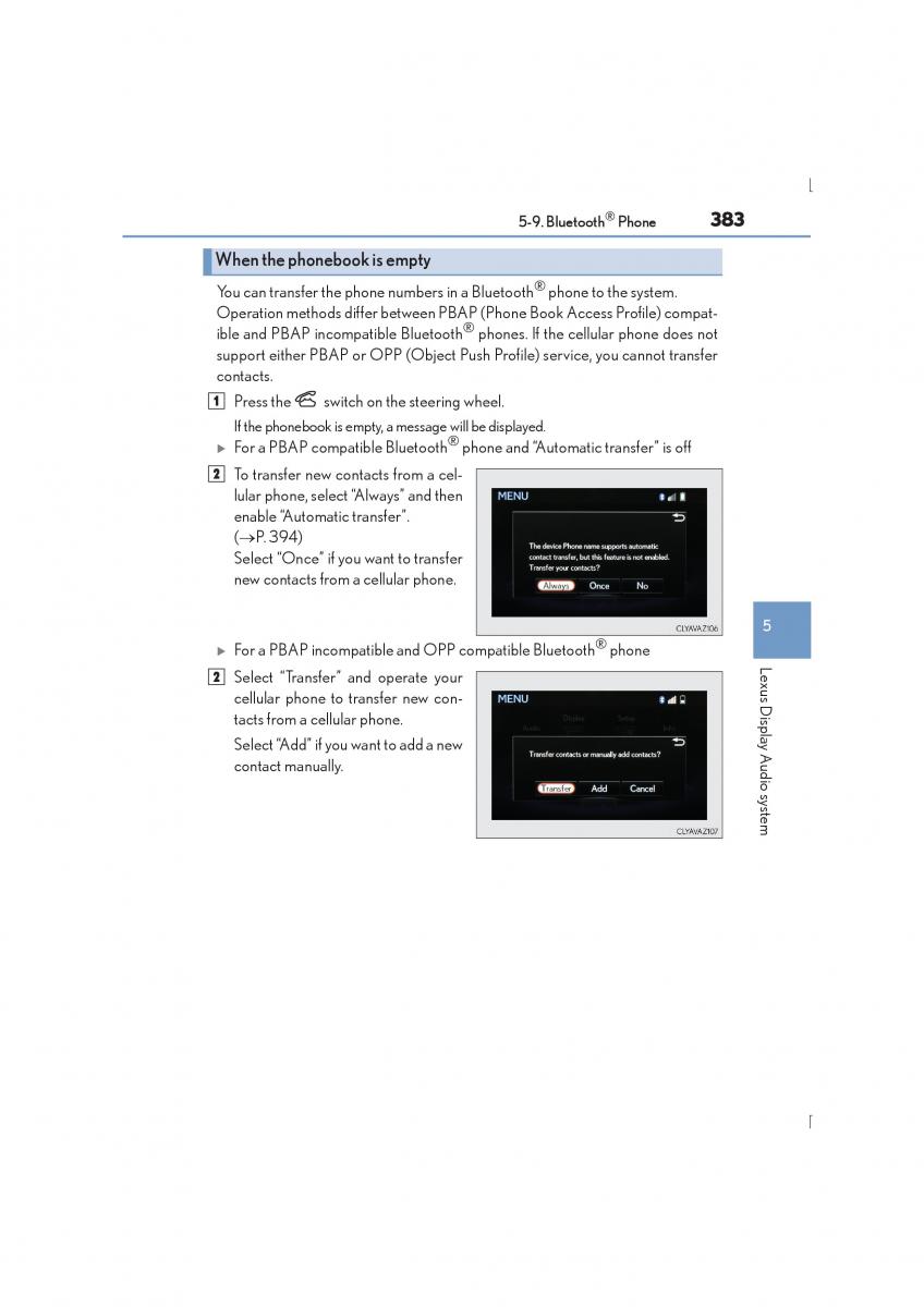 Lexus IS300h III 3 owners manual / page 383