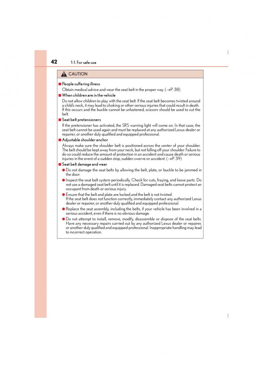 Lexus IS300h III 3 owners manual / page 42