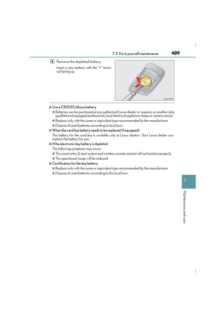 Lexus IS300h III 3 owners manual / page 489