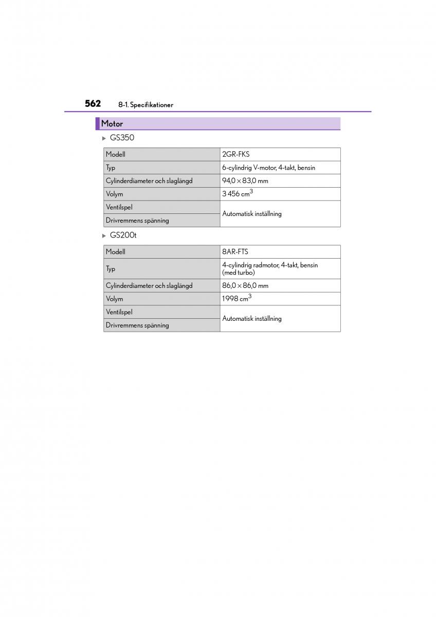 Lexus GS F IV 4 instruktionsbok / page 562