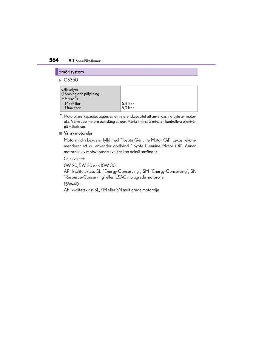 Lexus GS F IV 4 instruktionsbok / page 564