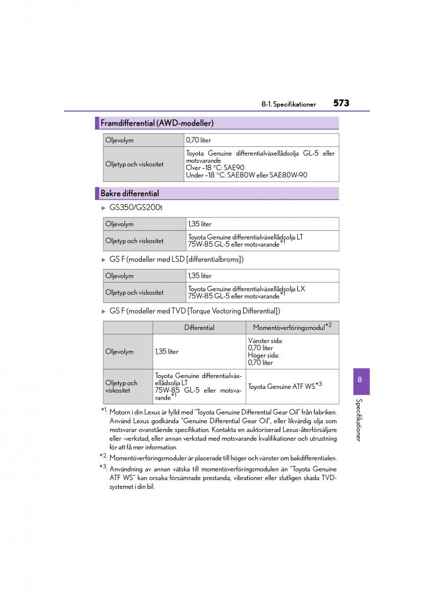 Lexus GS F IV 4 instruktionsbok / page 573