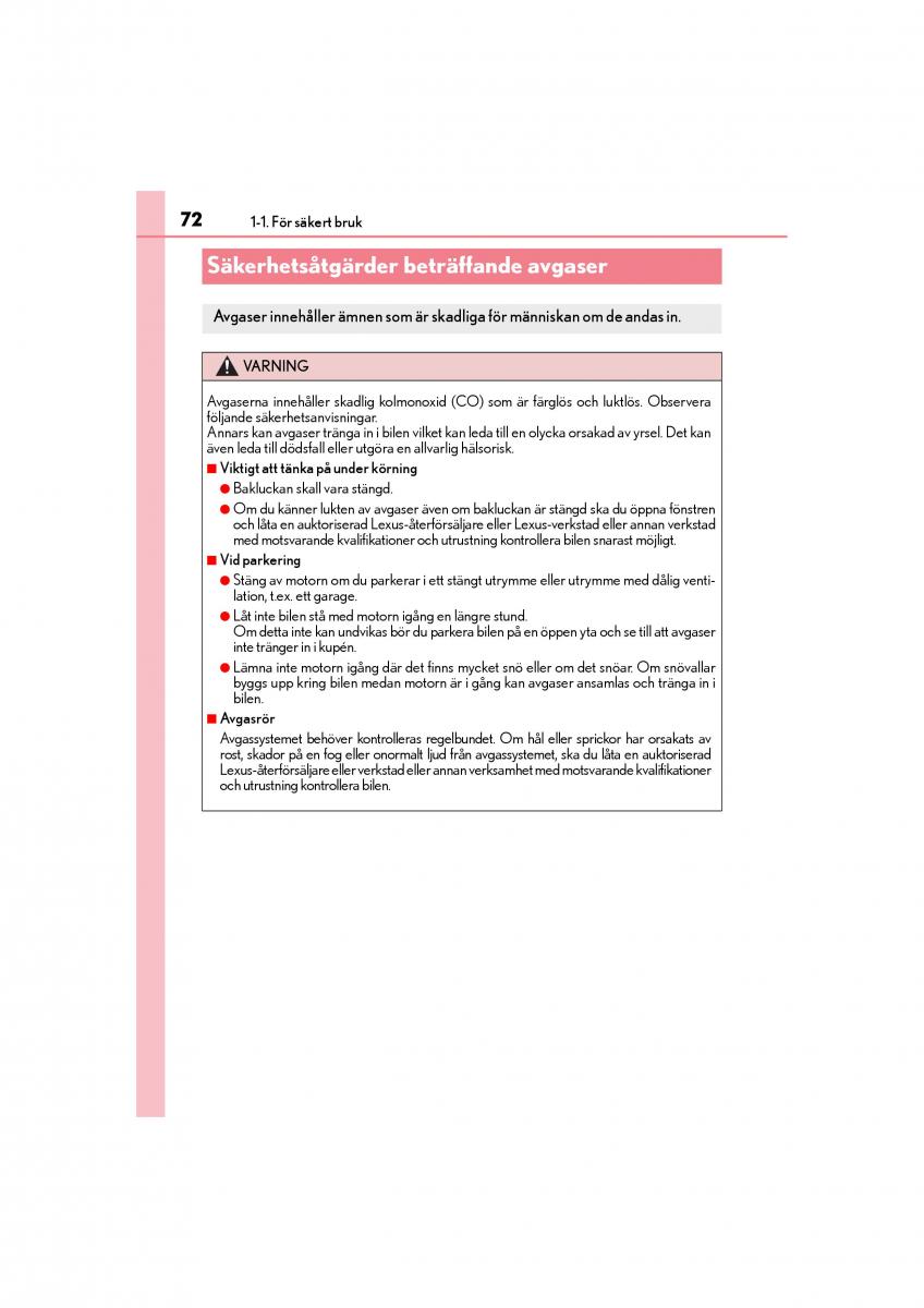 Lexus GS F IV 4 instruktionsbok / page 72