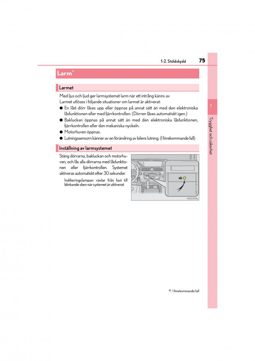 Lexus GS F IV 4 instruktionsbok / page 75