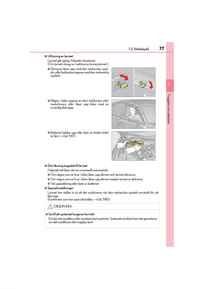 Lexus GS F IV 4 instruktionsbok / page 77