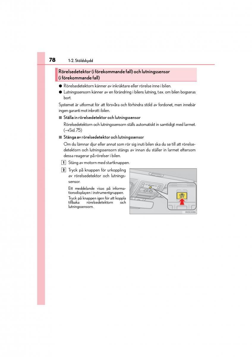 Lexus GS F IV 4 instruktionsbok / page 78