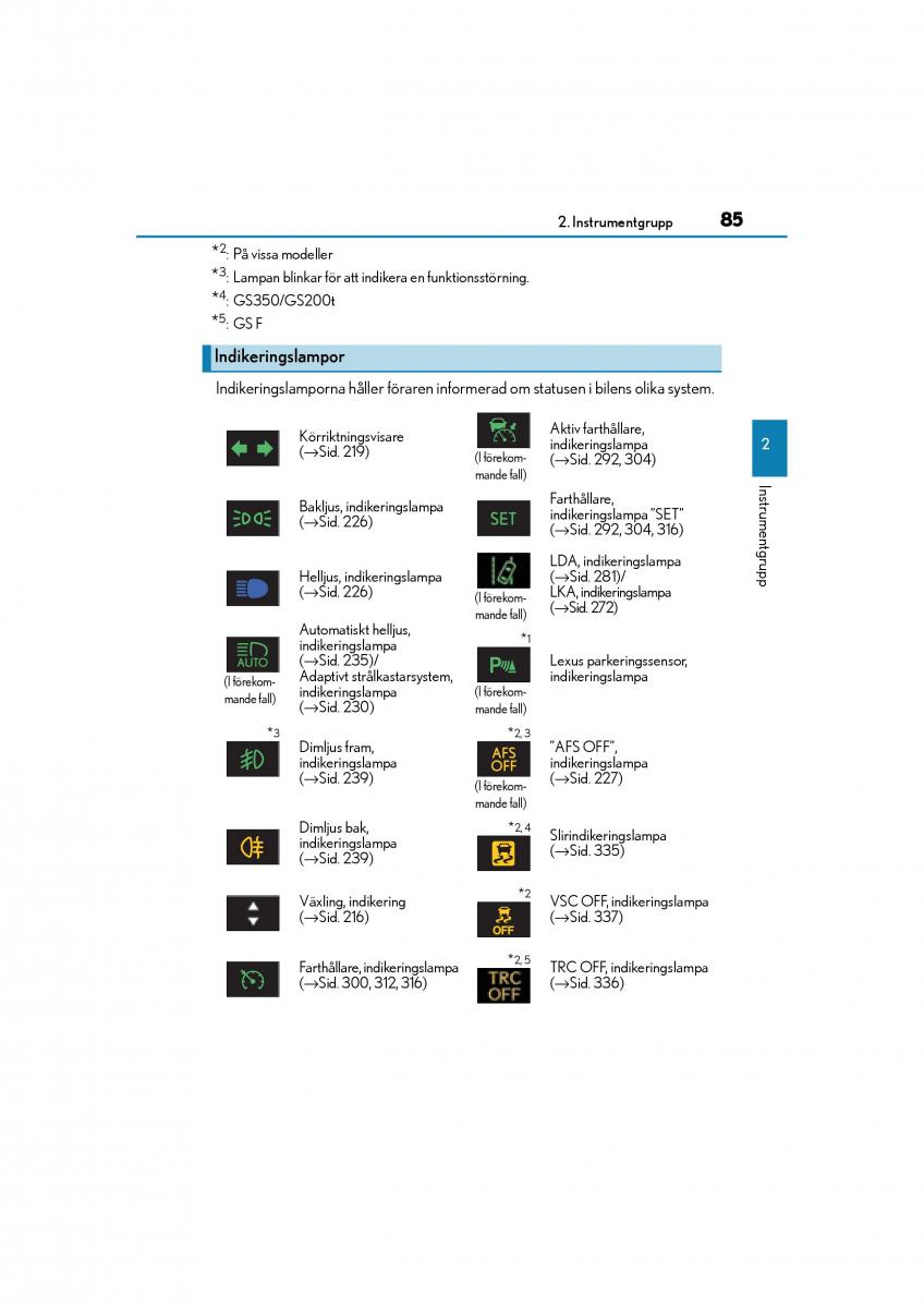 Lexus GS F IV 4 instruktionsbok / page 85