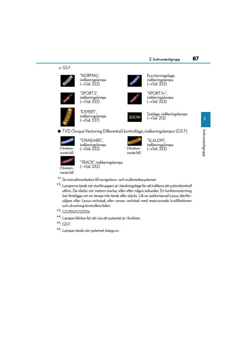 Lexus GS F IV 4 instruktionsbok / page 87