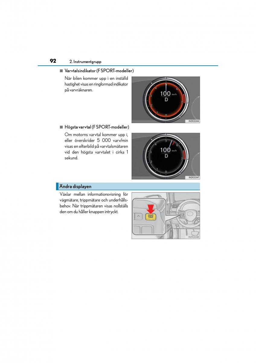 Lexus GS F IV 4 instruktionsbok / page 92