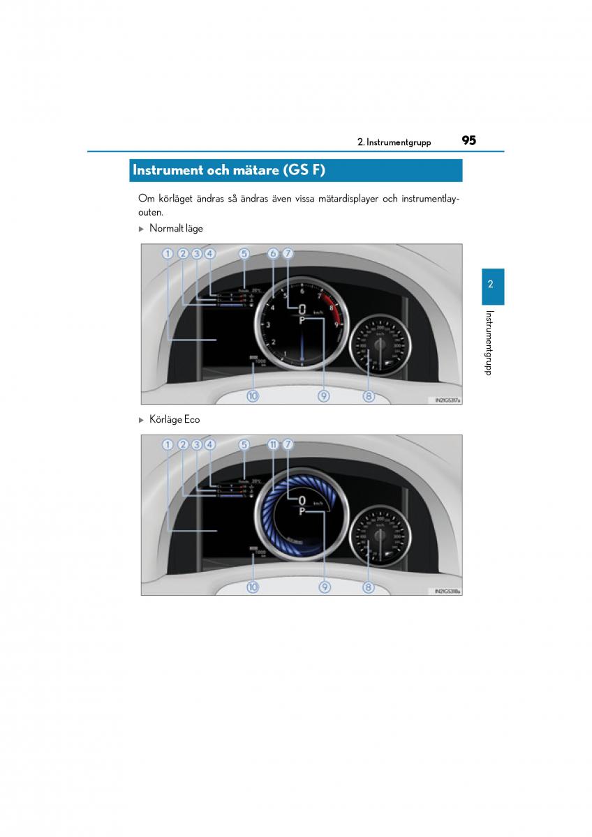 Lexus GS F IV 4 instruktionsbok / page 95