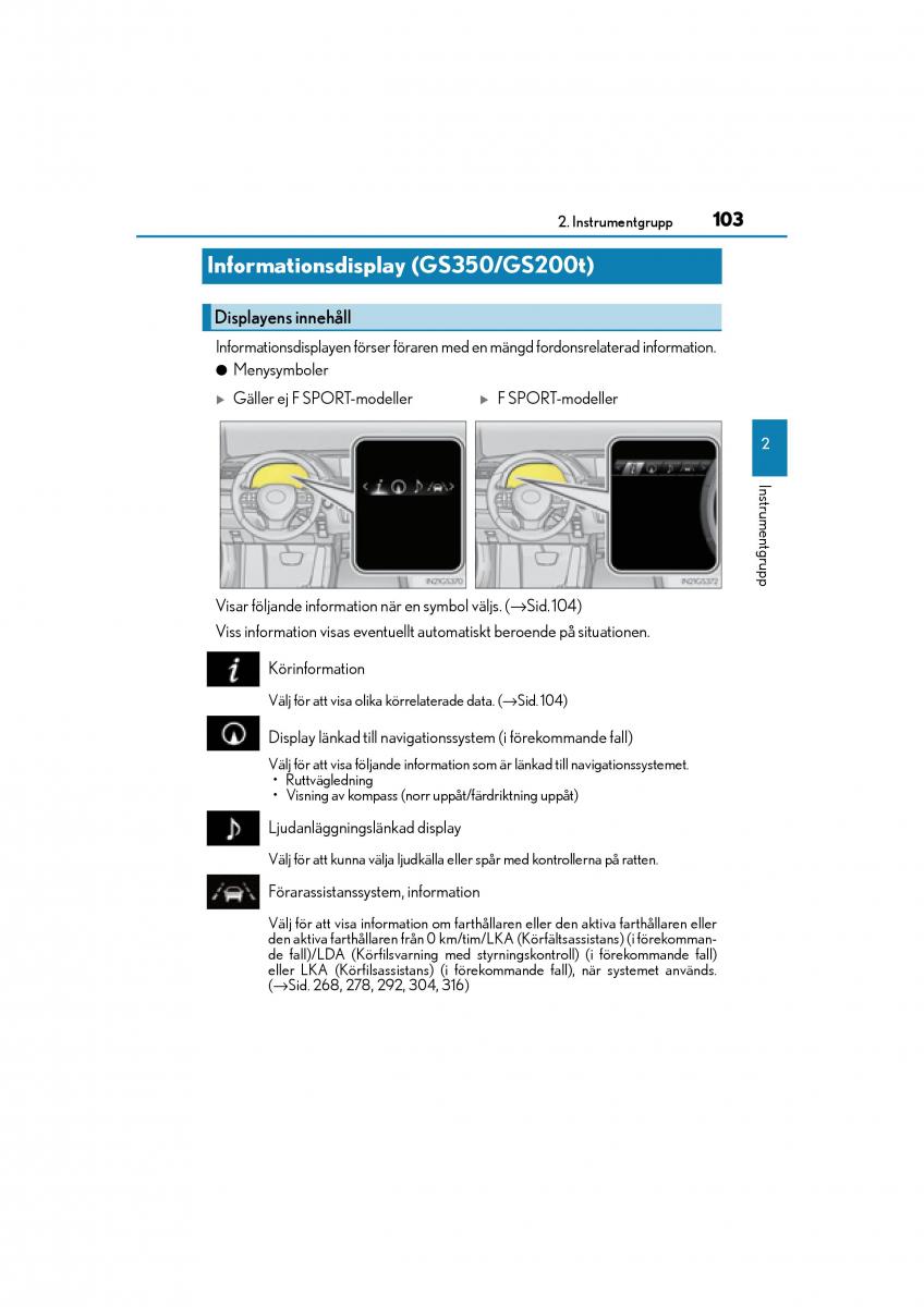 Lexus GS F IV 4 instruktionsbok / page 103