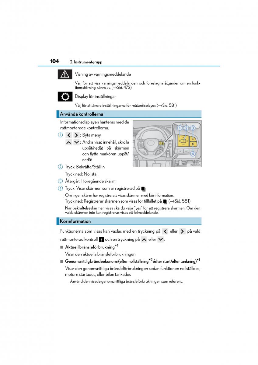 Lexus GS F IV 4 instruktionsbok / page 104