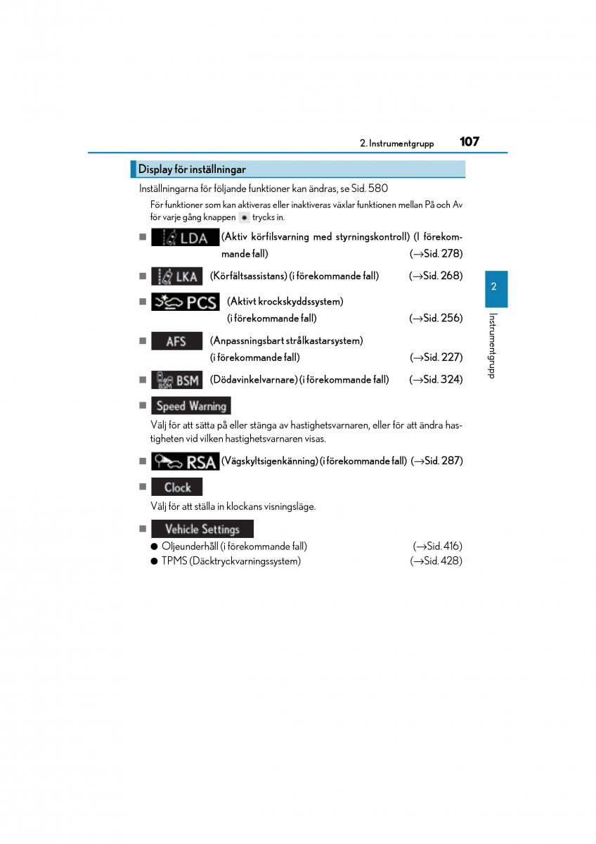 Lexus GS F IV 4 instruktionsbok / page 107