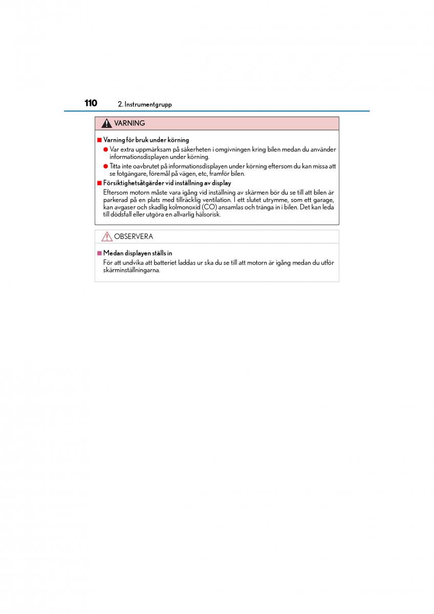 Lexus GS F IV 4 instruktionsbok / page 110