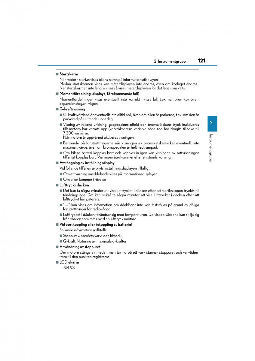 Lexus GS F IV 4 instruktionsbok / page 121