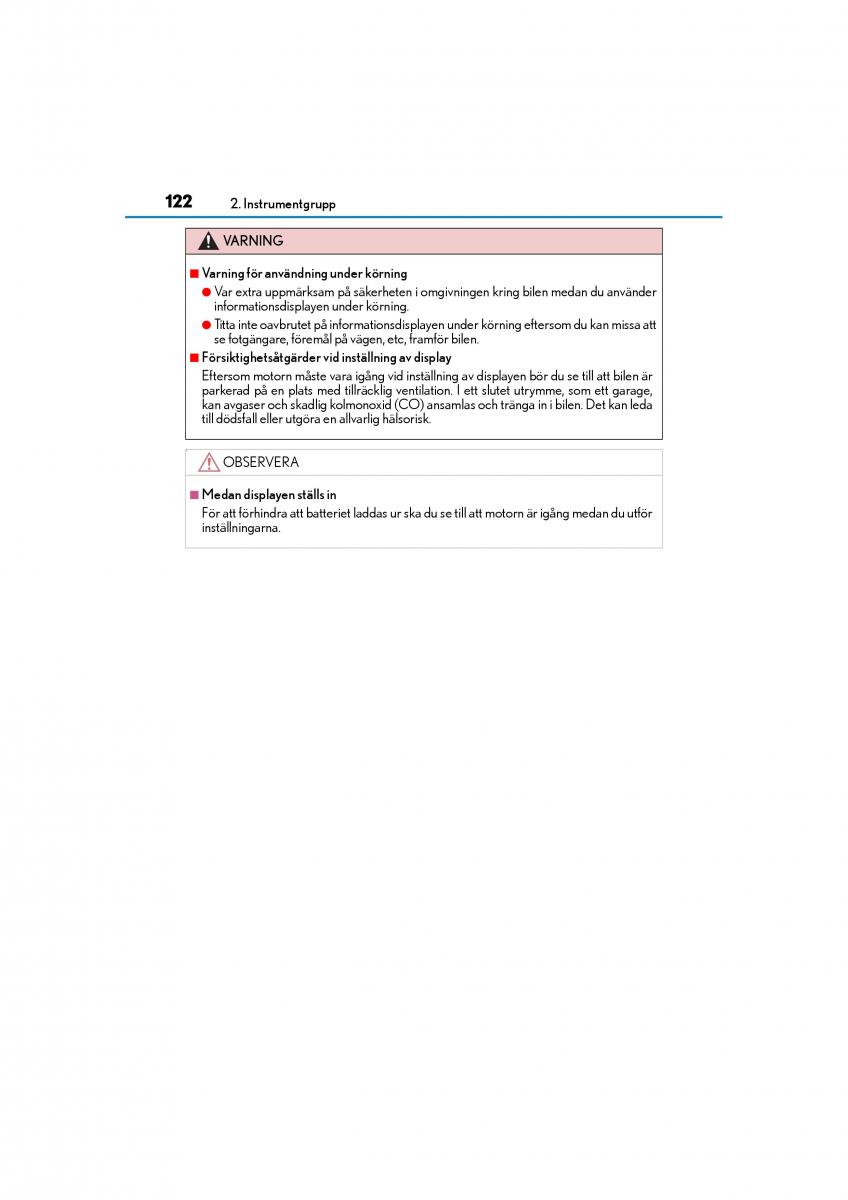 Lexus GS F IV 4 instruktionsbok / page 122