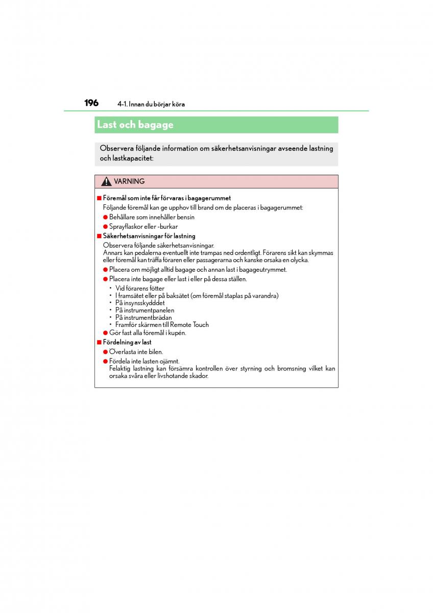 Lexus GS F IV 4 instruktionsbok / page 196