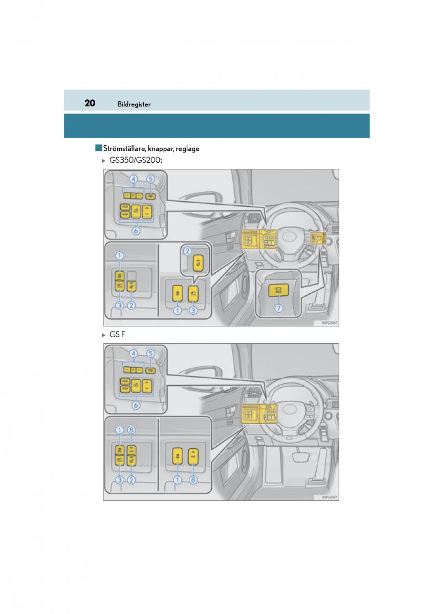 Lexus GS F IV 4 instruktionsbok / page 20