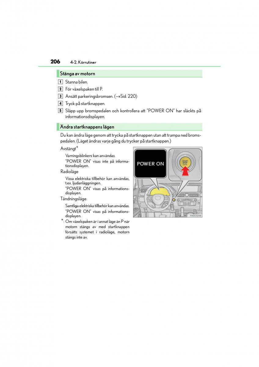 Lexus GS F IV 4 instruktionsbok / page 206