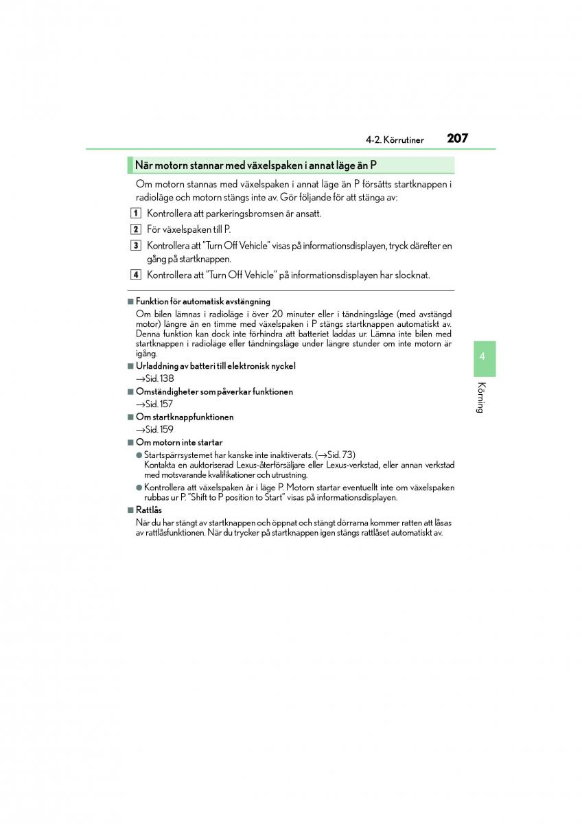 Lexus GS F IV 4 instruktionsbok / page 207