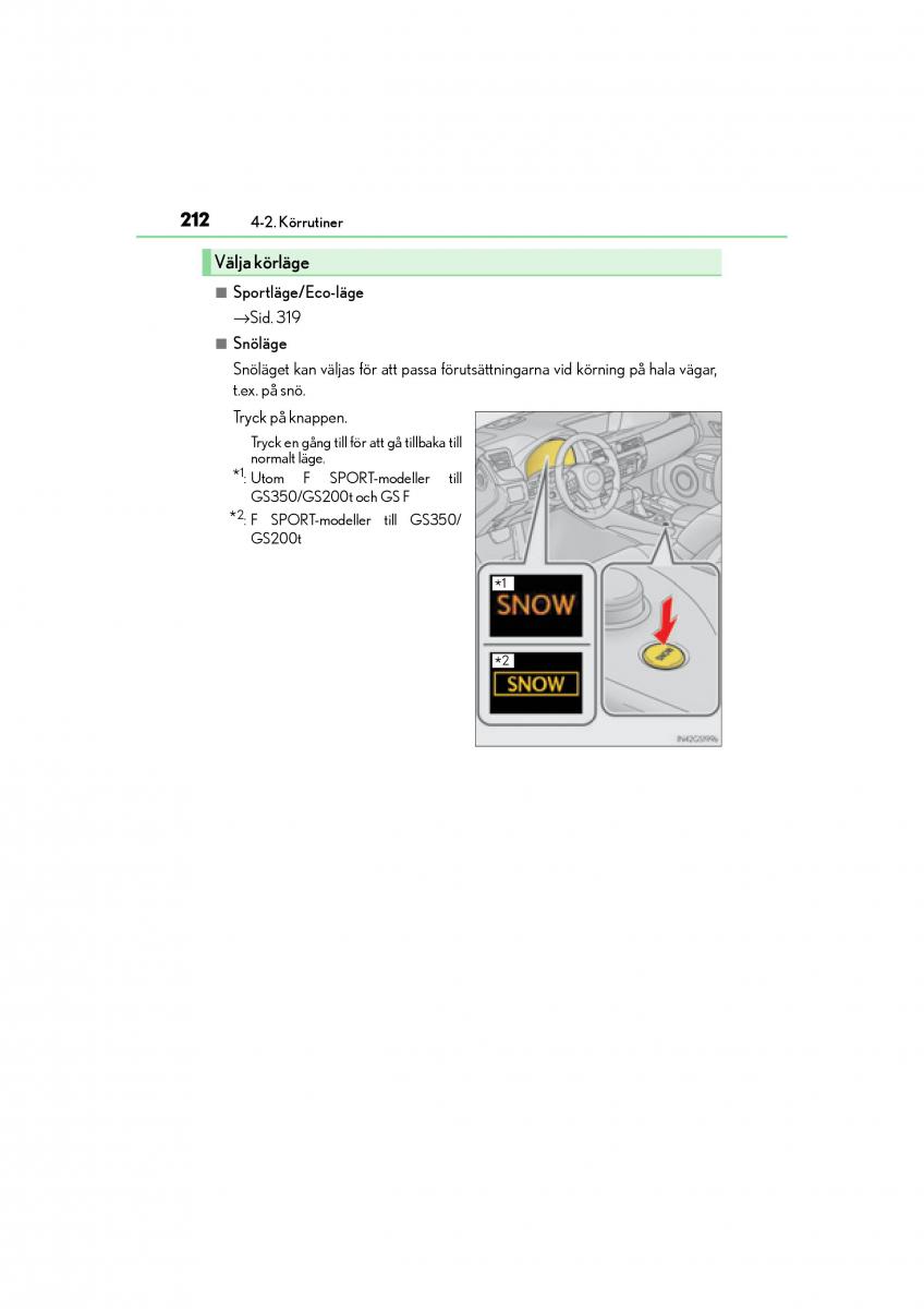 Lexus GS F IV 4 instruktionsbok / page 212