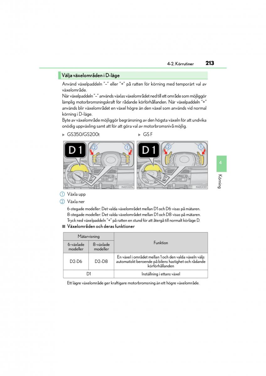 Lexus GS F IV 4 instruktionsbok / page 213