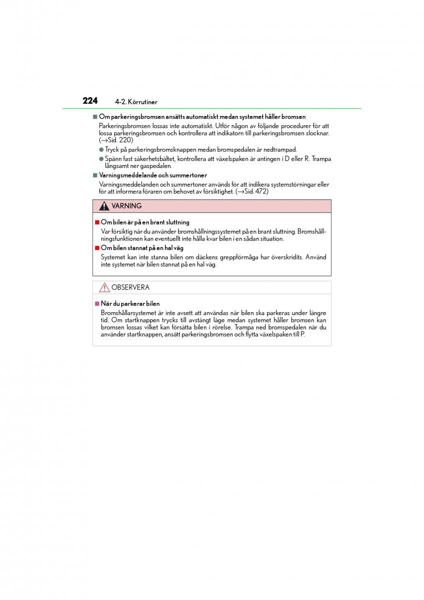 Lexus GS F IV 4 instruktionsbok / page 224