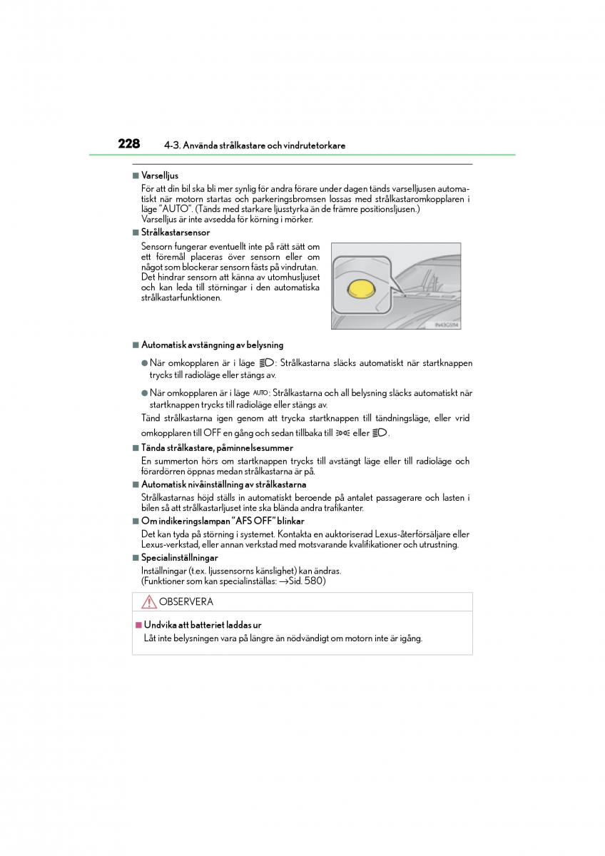 Lexus GS F IV 4 instruktionsbok / page 228