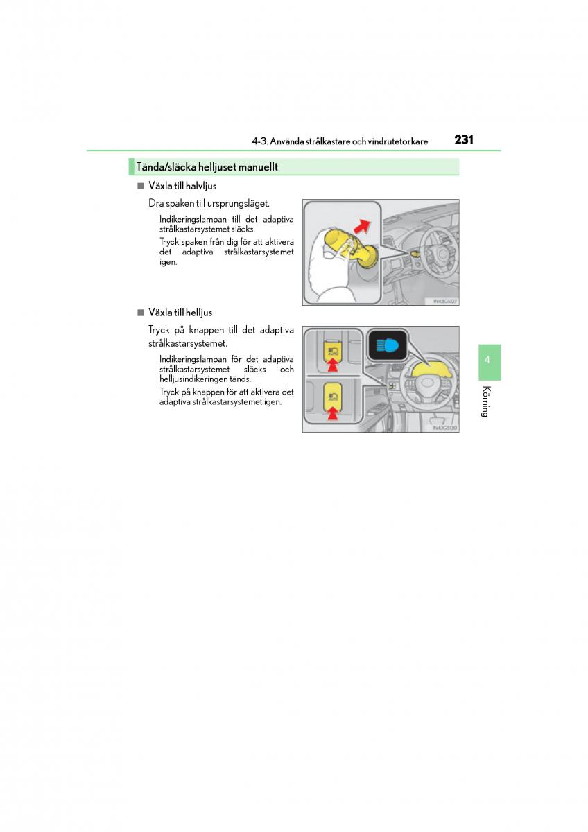 Lexus GS F IV 4 instruktionsbok / page 231