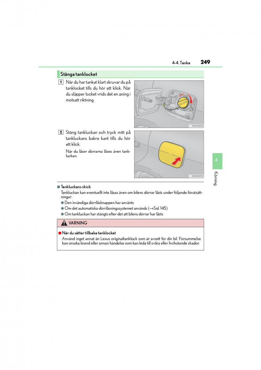 Lexus GS F IV 4 instruktionsbok / page 249