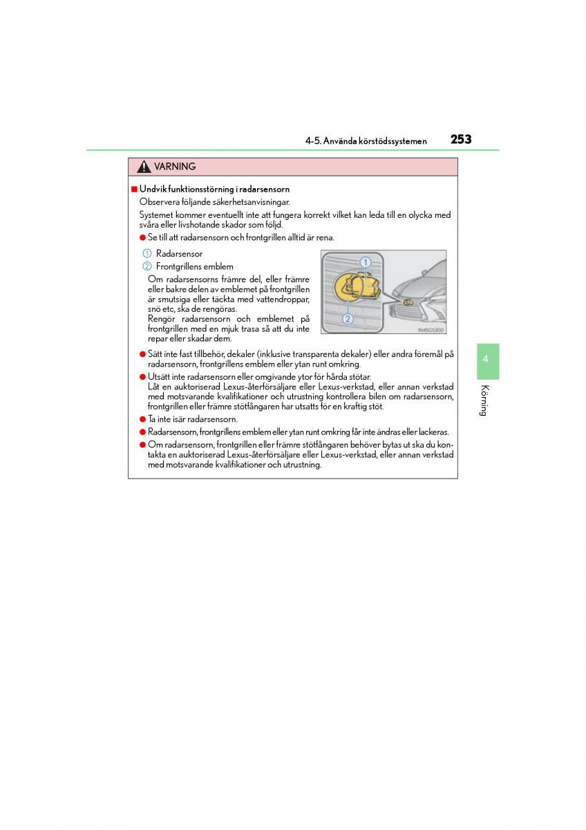 Lexus GS F IV 4 instruktionsbok / page 253