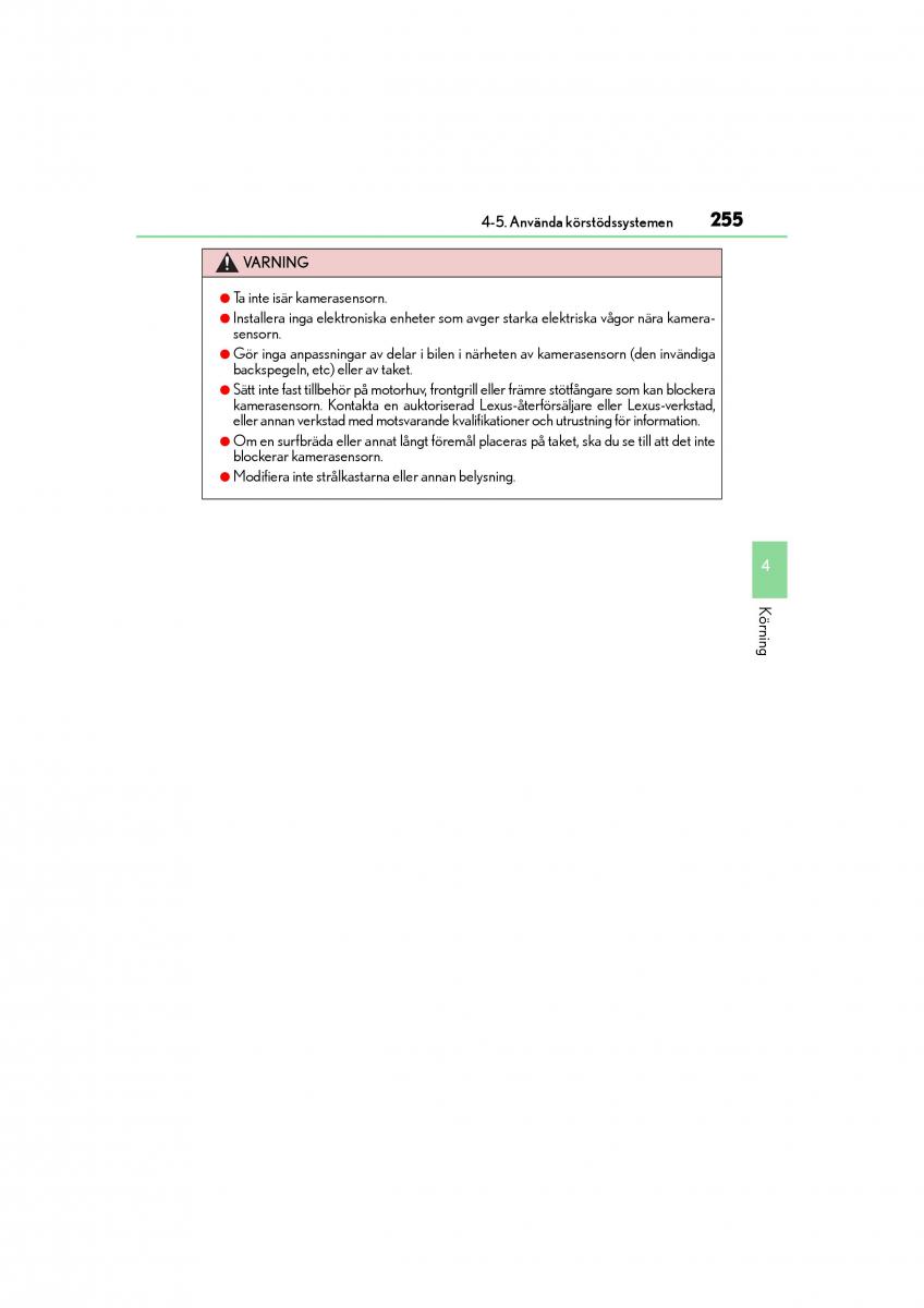 Lexus GS F IV 4 instruktionsbok / page 255