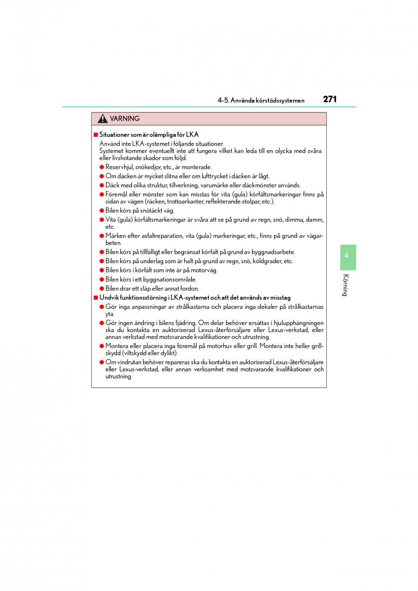 Lexus GS F IV 4 instruktionsbok / page 271