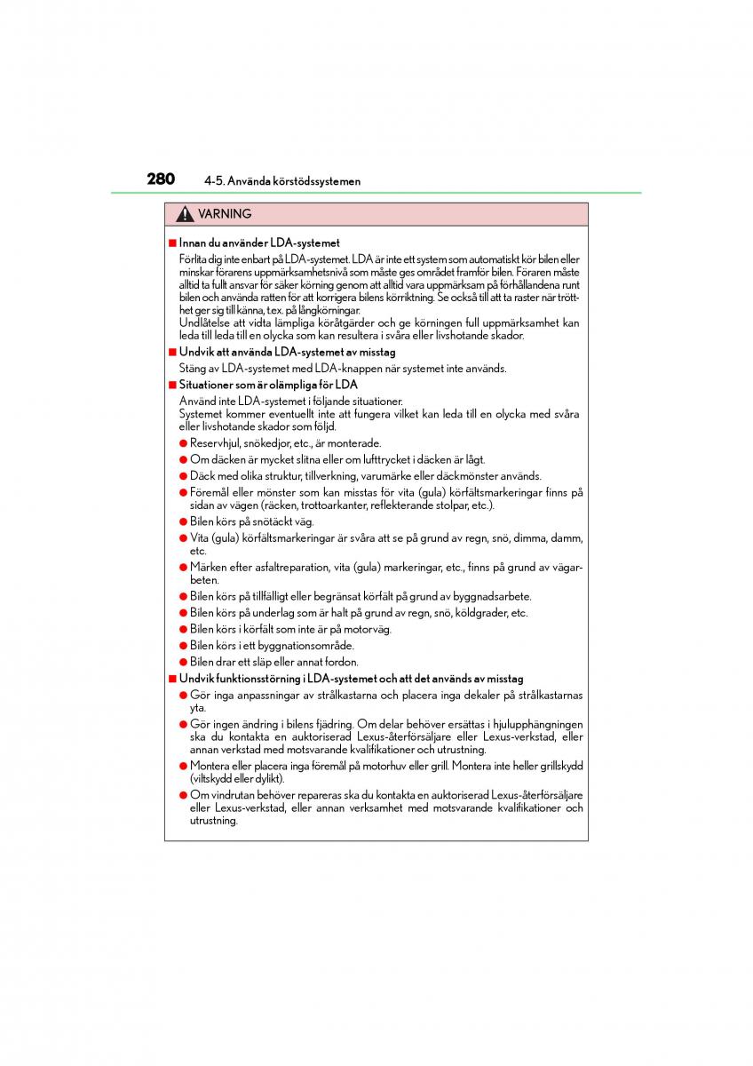 Lexus GS F IV 4 instruktionsbok / page 280