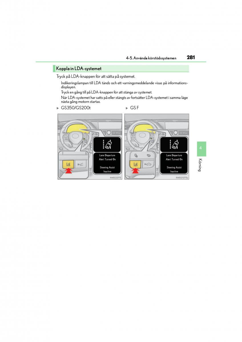 Lexus GS F IV 4 instruktionsbok / page 281