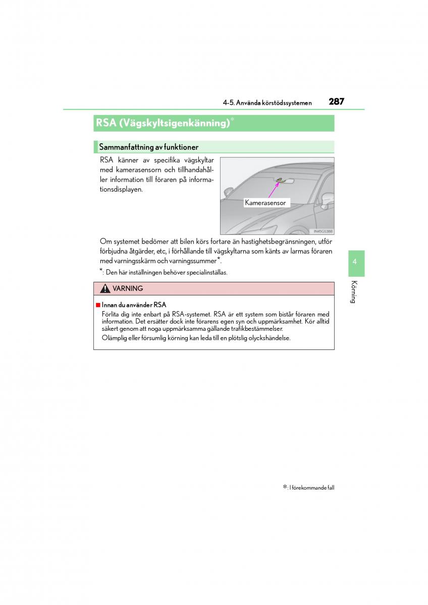 Lexus GS F IV 4 instruktionsbok / page 287