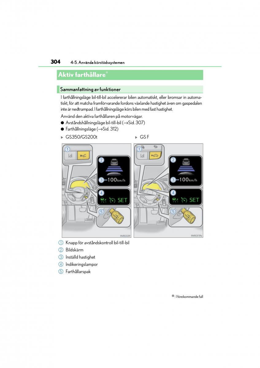 Lexus GS F IV 4 instruktionsbok / page 304