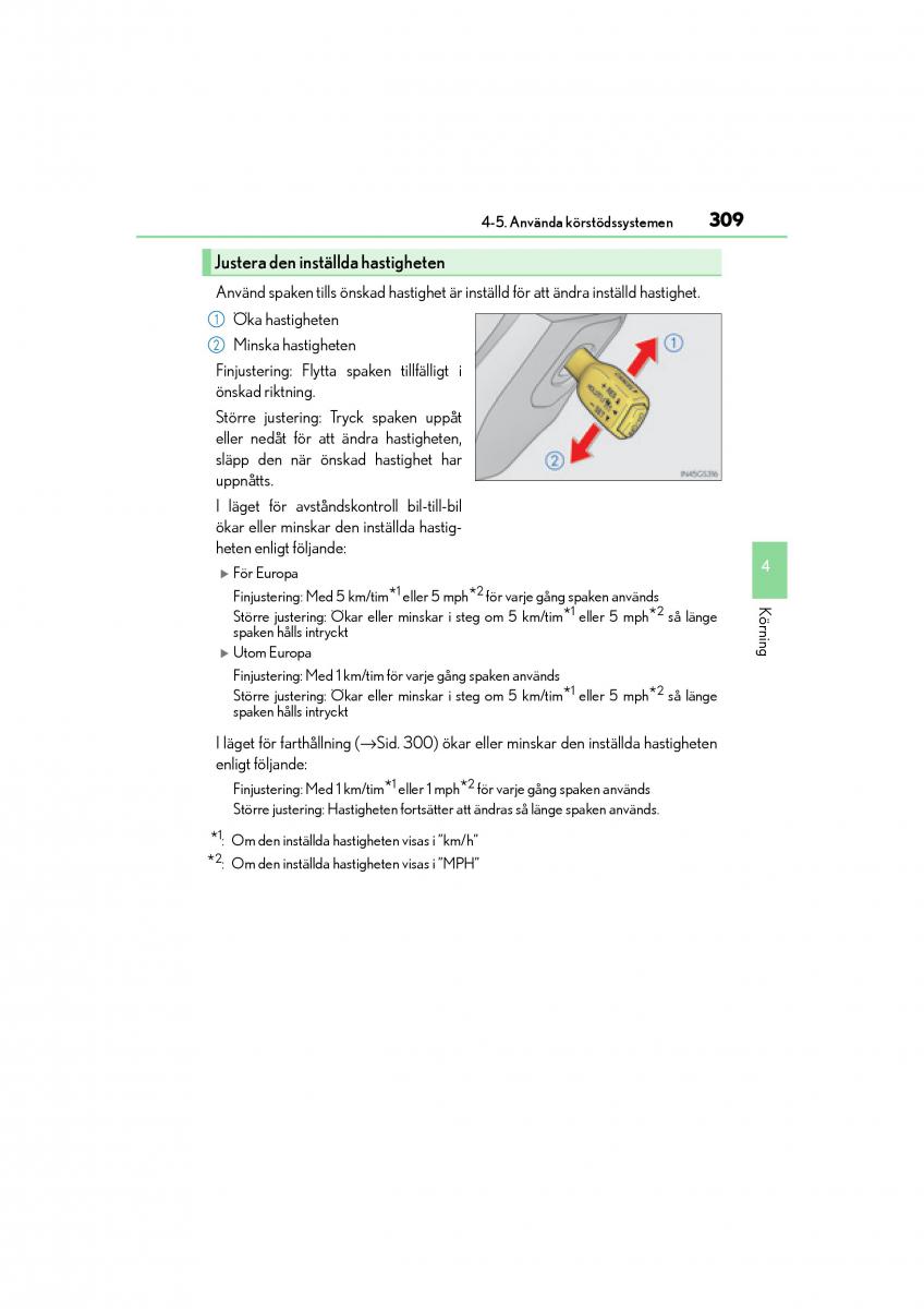 Lexus GS F IV 4 instruktionsbok / page 309