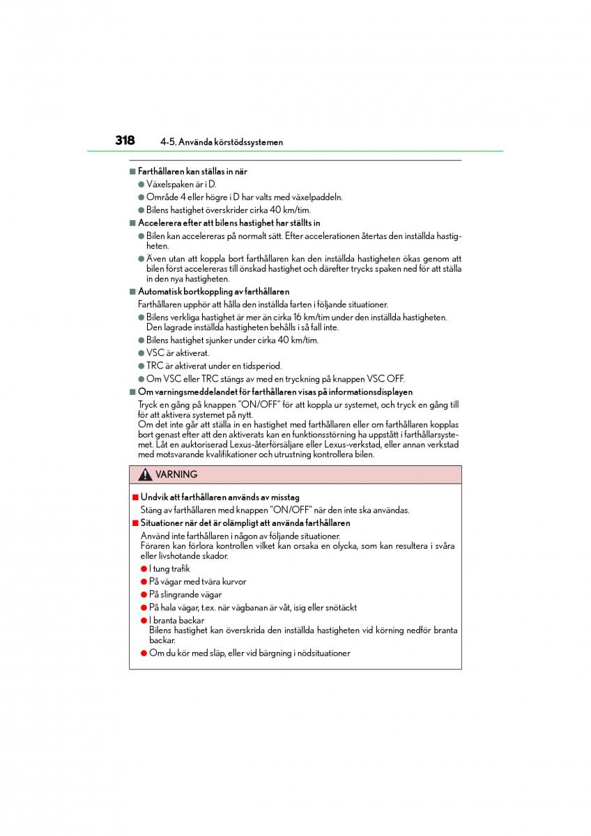 Lexus GS F IV 4 instruktionsbok / page 318