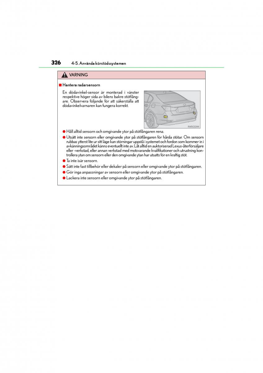 Lexus GS F IV 4 instruktionsbok / page 326