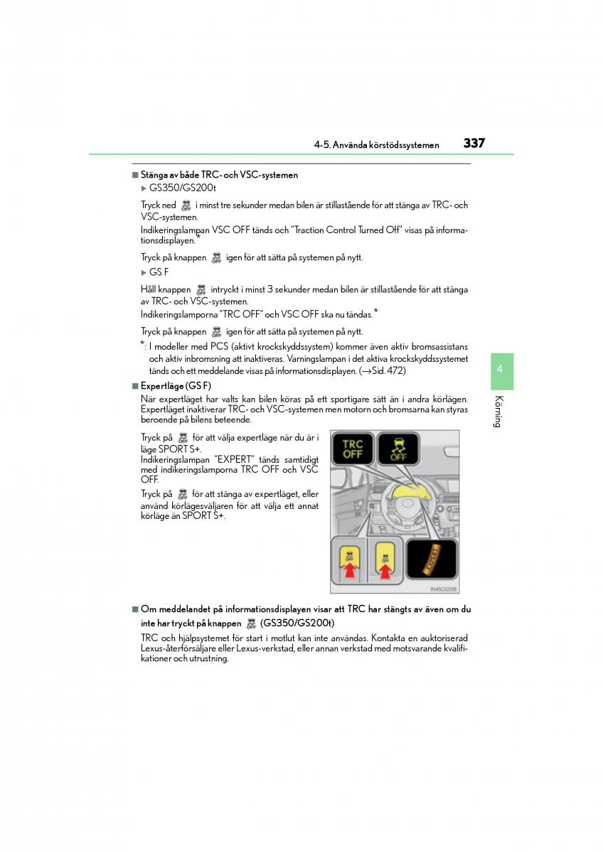 Lexus GS F IV 4 instruktionsbok / page 337