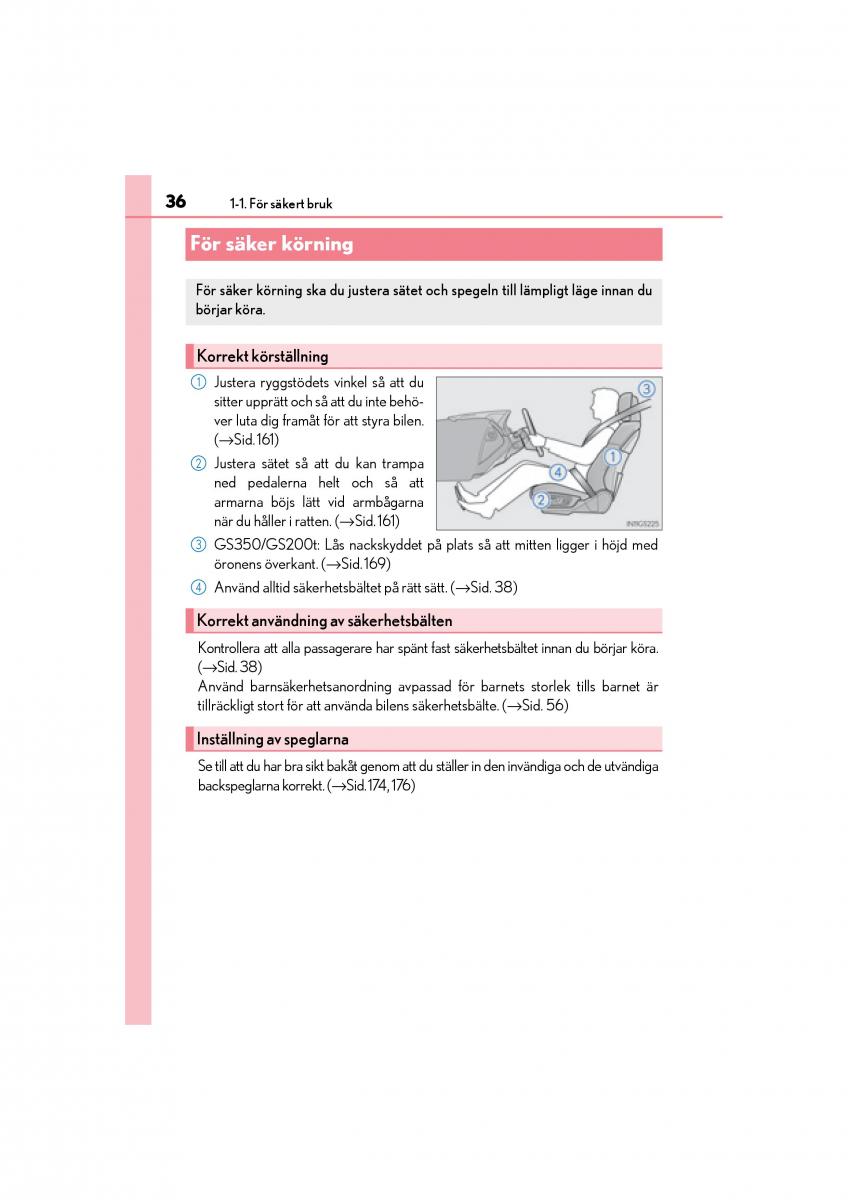 Lexus GS F IV 4 instruktionsbok / page 36