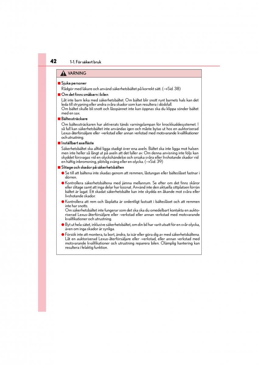 Lexus GS F IV 4 instruktionsbok / page 42