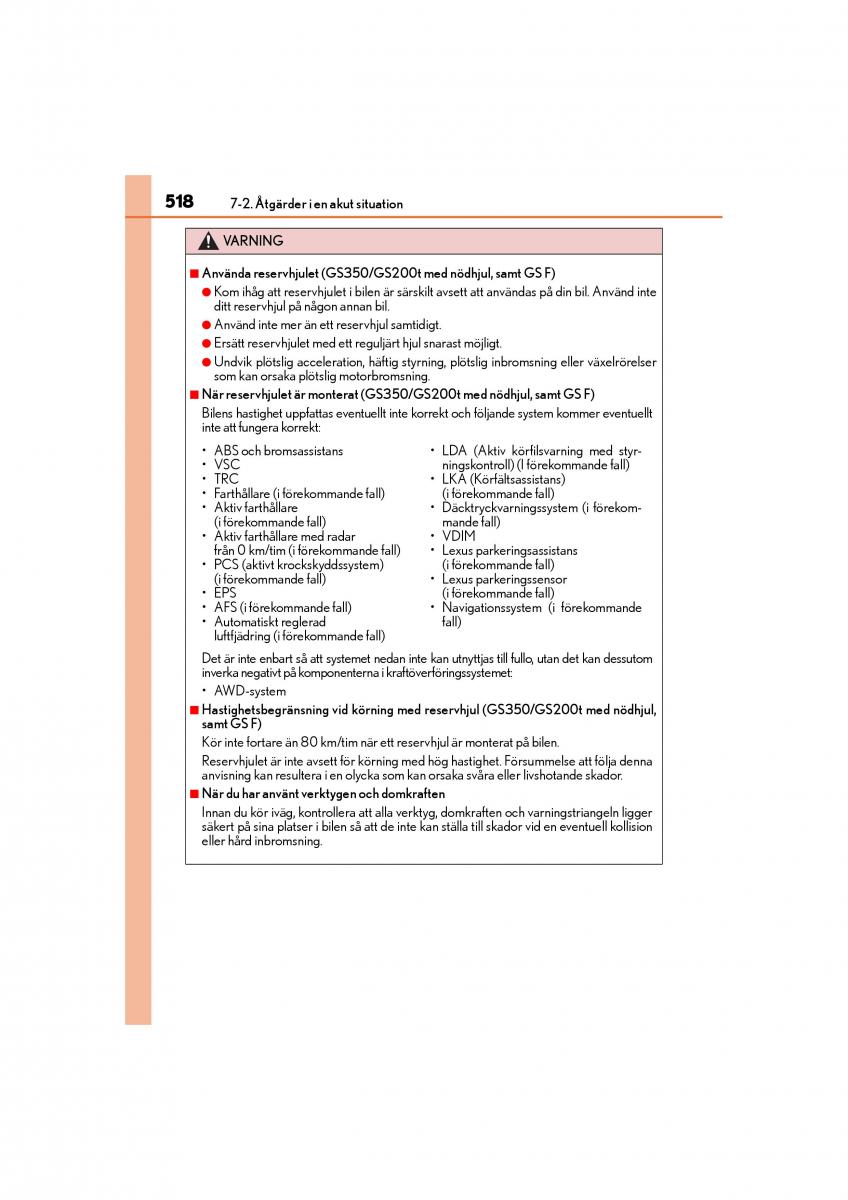 Lexus GS F IV 4 instruktionsbok / page 518