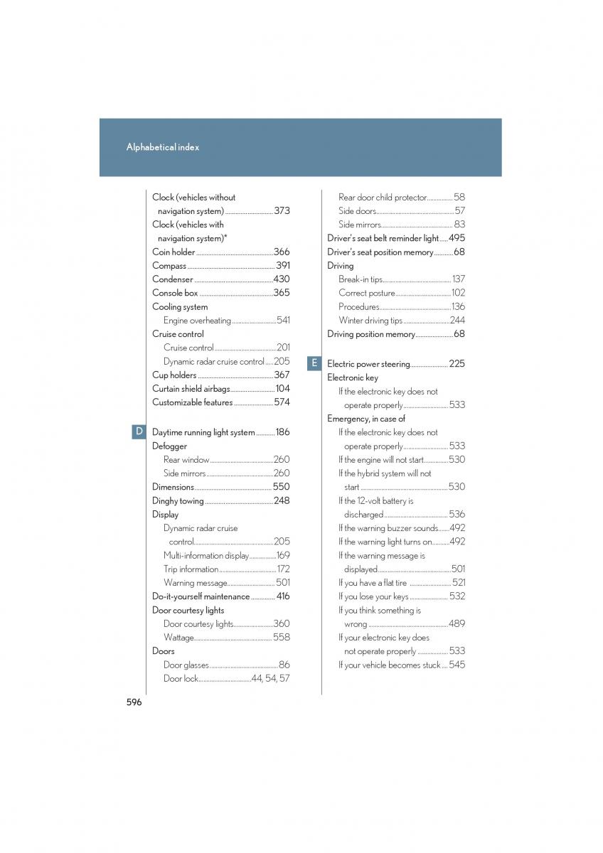 Lexus HS owners manual / page 598