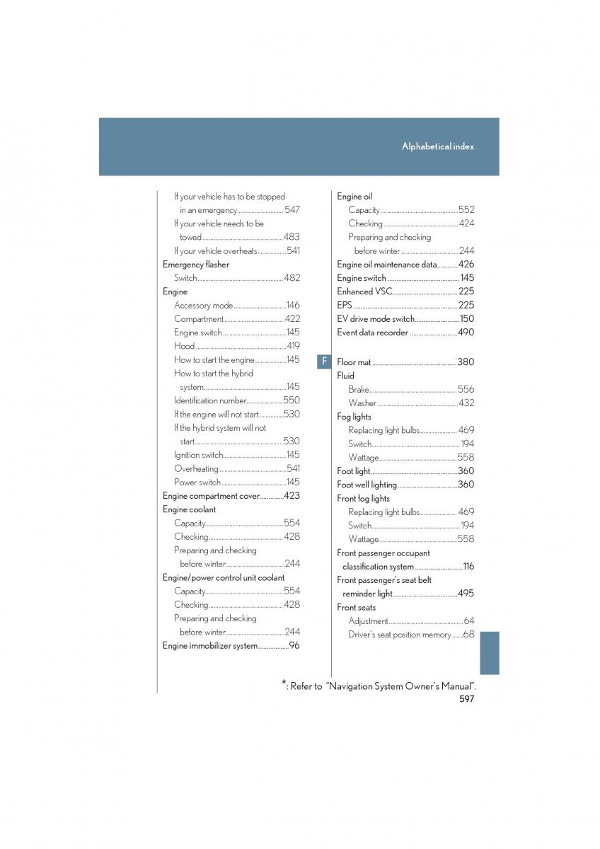 Lexus HS owners manual / page 599