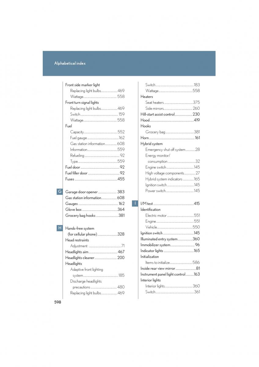 Lexus HS owners manual / page 600