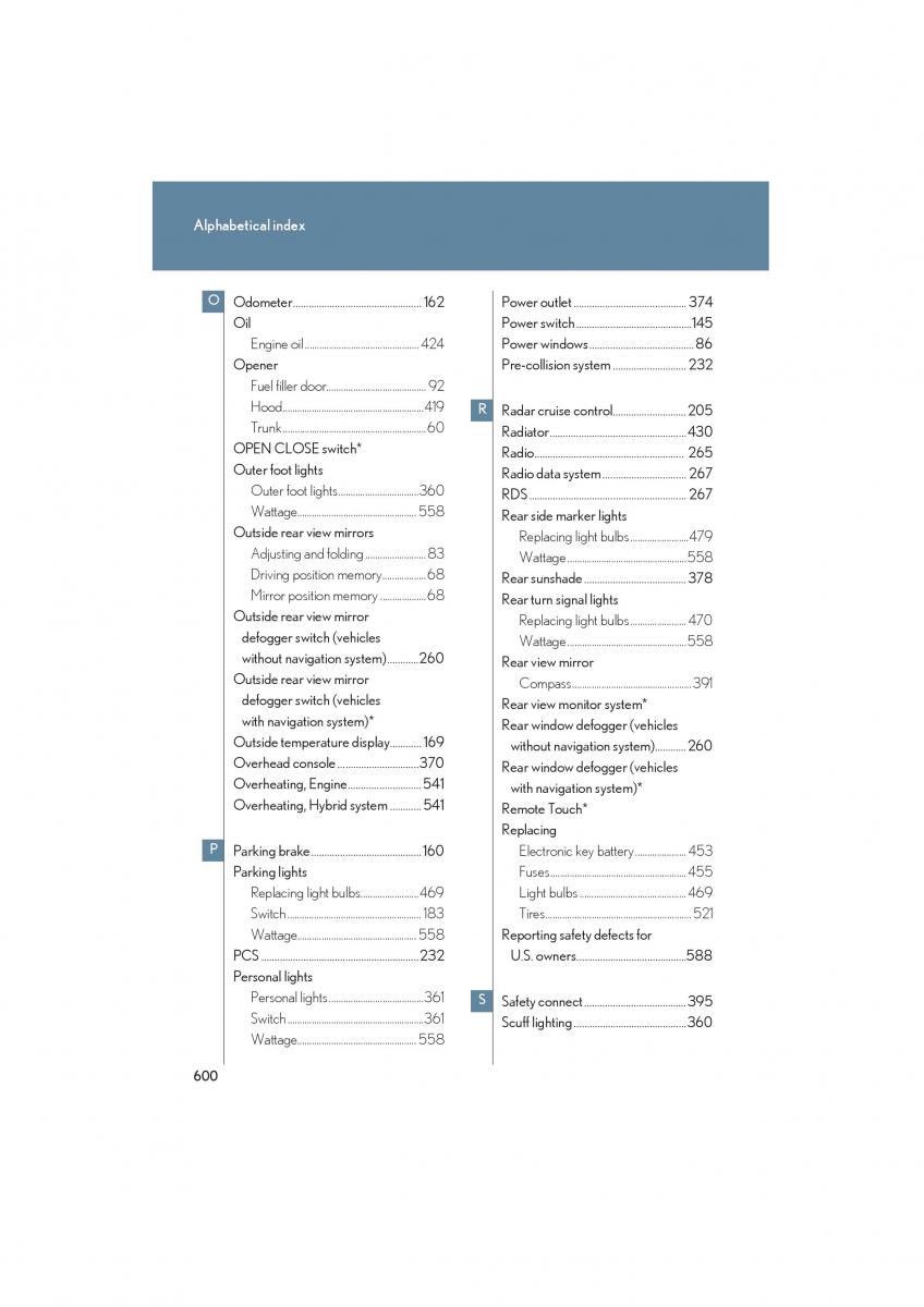 Lexus HS owners manual / page 602